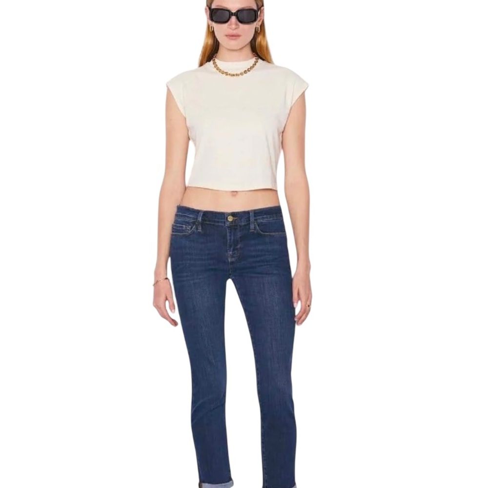 FRAME Denim Le Garçon Jeans in Dublin Dark Wash Mid-Rise Boyfriend